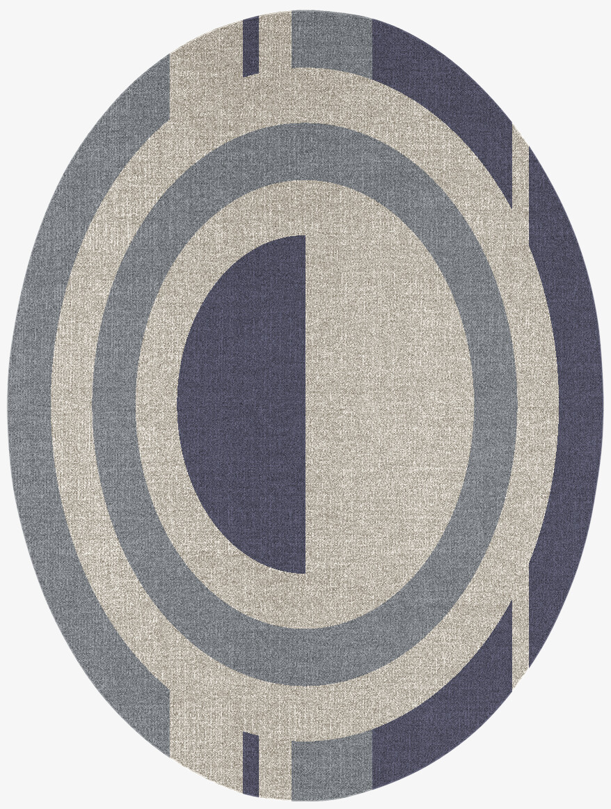 Grayscale Abstract Oval Flatweave New Zealand Wool Custom Rug by Rug Artisan