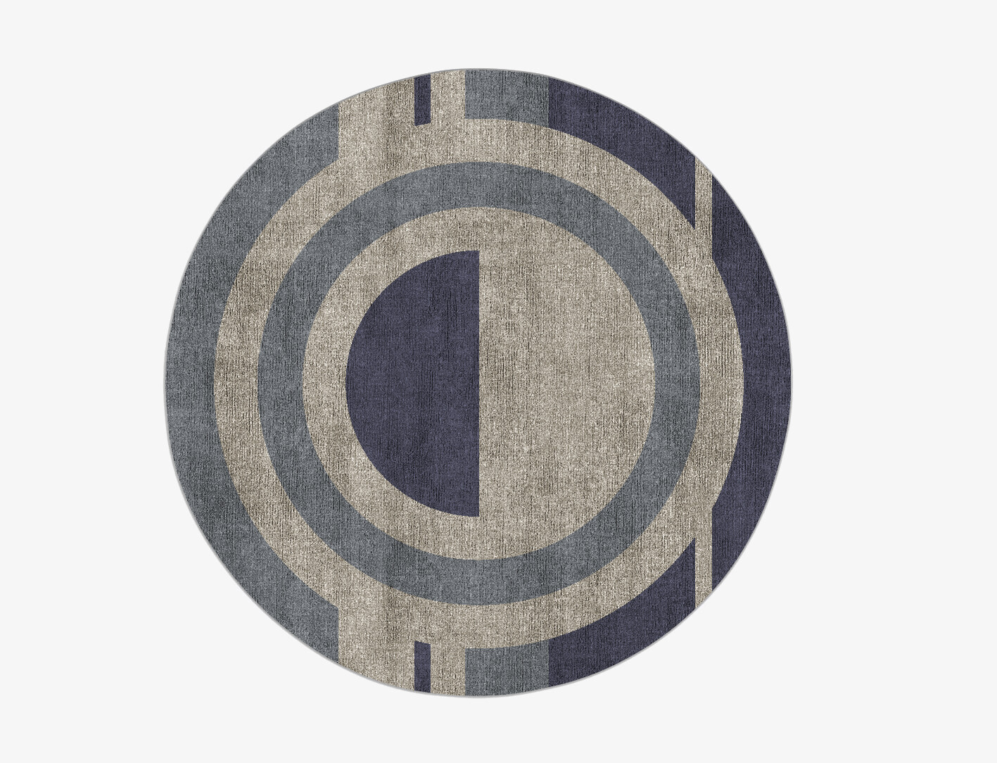 Grayscale Abstract Round Flatweave Bamboo Silk Custom Rug by Rug Artisan