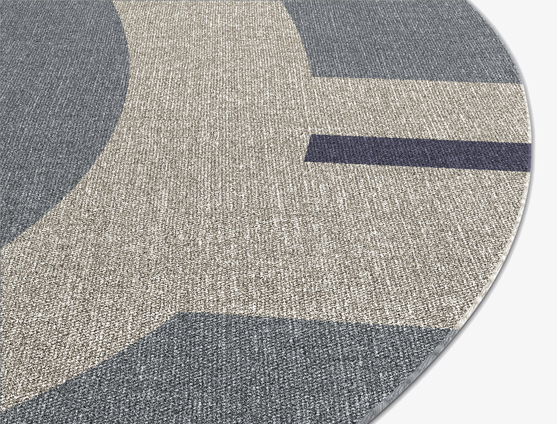 Grayscale Abstract Round Flatweave New Zealand Wool Custom Rug by Rug Artisan