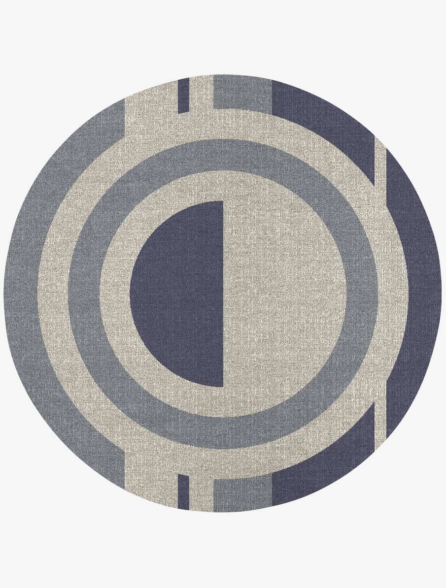 Grayscale Abstract Round Flatweave New Zealand Wool Custom Rug by Rug Artisan