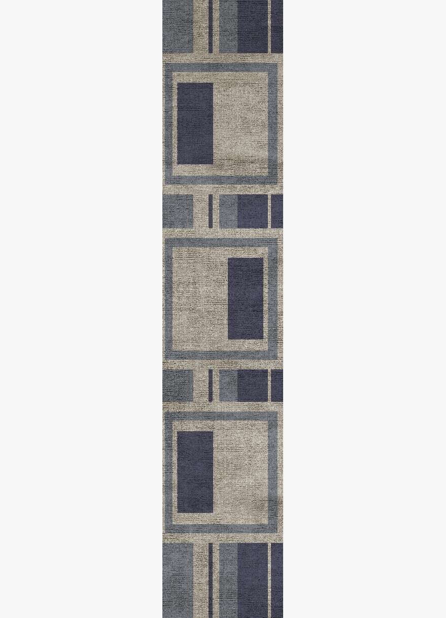 Grayscale Abstract Runner Flatweave Bamboo Silk Custom Rug by Rug Artisan