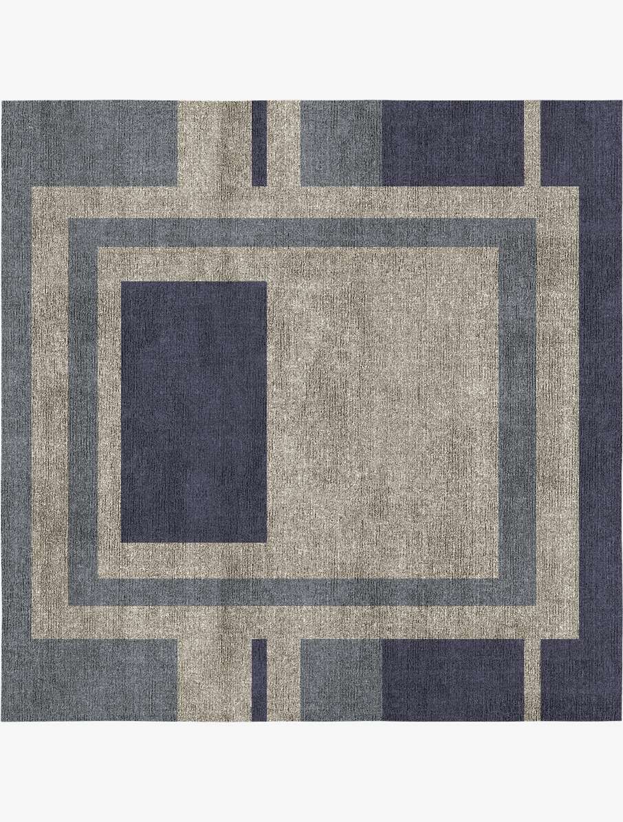 Grayscale Abstract Square Flatweave Bamboo Silk Custom Rug by Rug Artisan