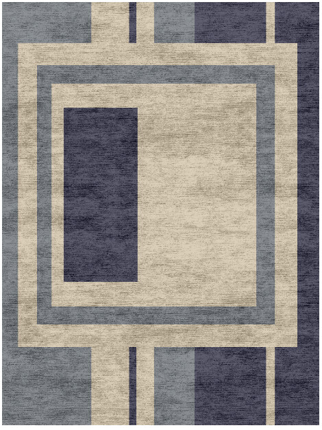 Grayscale Abstract Rectangle Hand Knotted Bamboo Silk Custom Rug by Rug Artisan