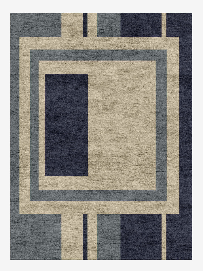 Grayscale Abstract Rectangle Hand Knotted Bamboo Silk Custom Rug by Rug Artisan