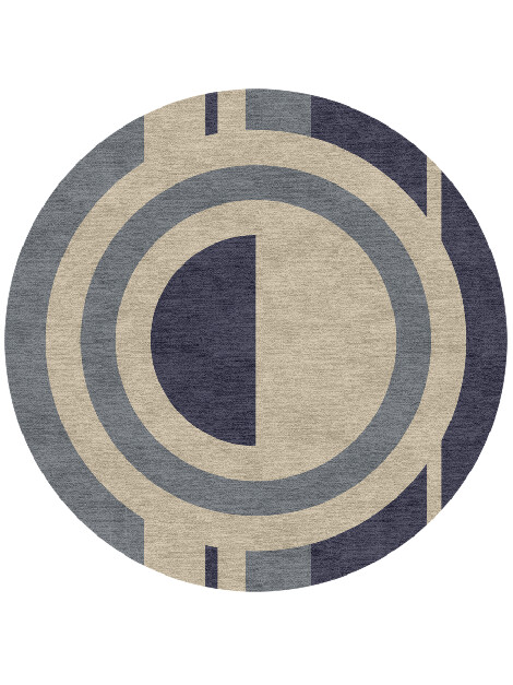 Grayscale Abstract Round Hand Knotted Tibetan Wool Custom Rug by Rug Artisan