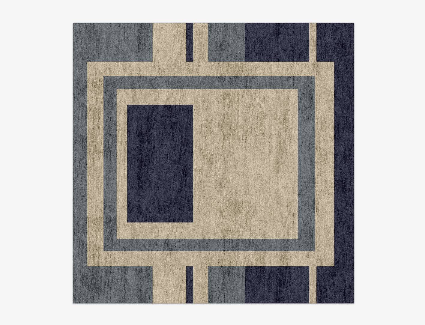 Grayscale Abstract Square Hand Knotted Bamboo Silk Custom Rug by Rug Artisan