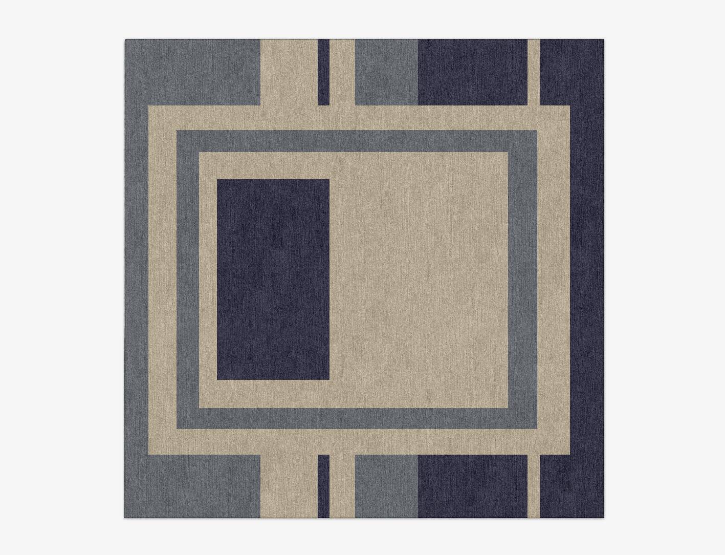 Grayscale Abstract Square Hand Knotted Tibetan Wool Custom Rug by Rug Artisan