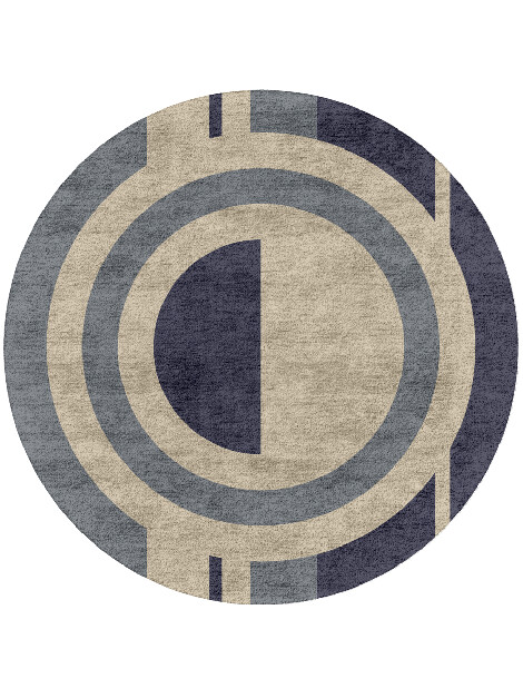 Grayscale Abstract Round Hand Tufted Bamboo Silk Custom Rug by Rug Artisan