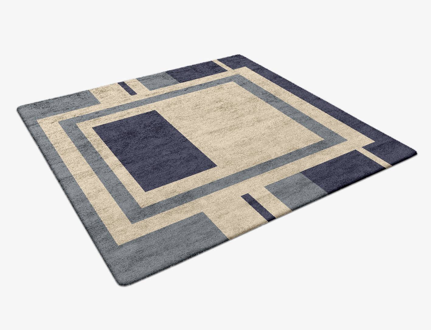 Grayscale Abstract Square Hand Tufted Bamboo Silk Custom Rug by Rug Artisan