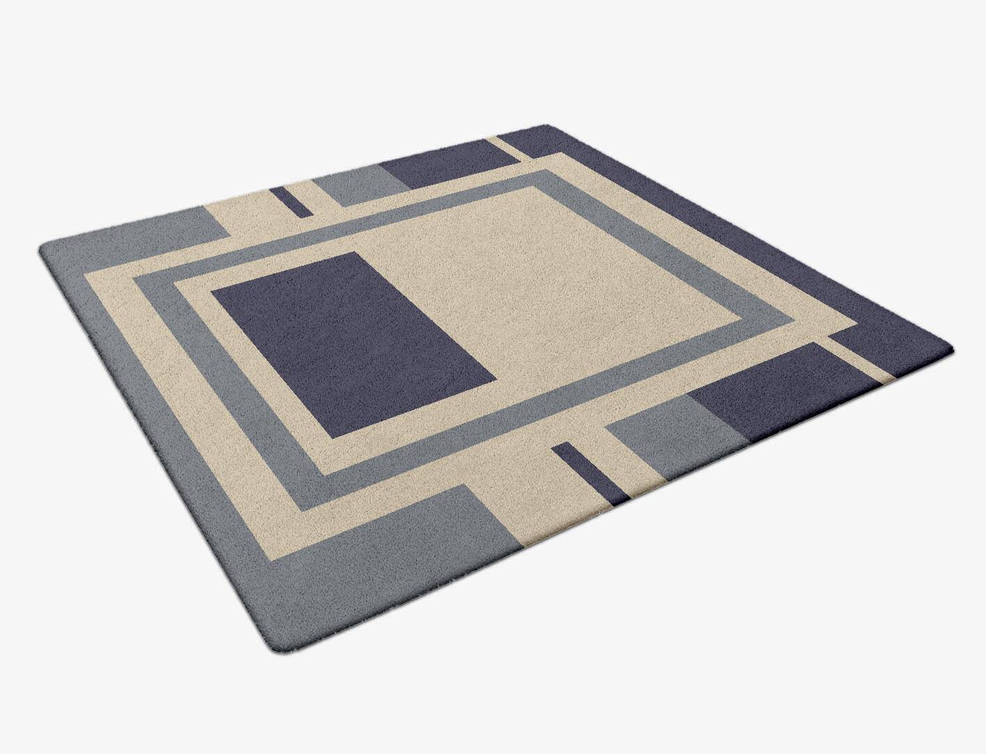 Grayscale Abstract Square Hand Tufted Pure Wool Custom Rug by Rug Artisan