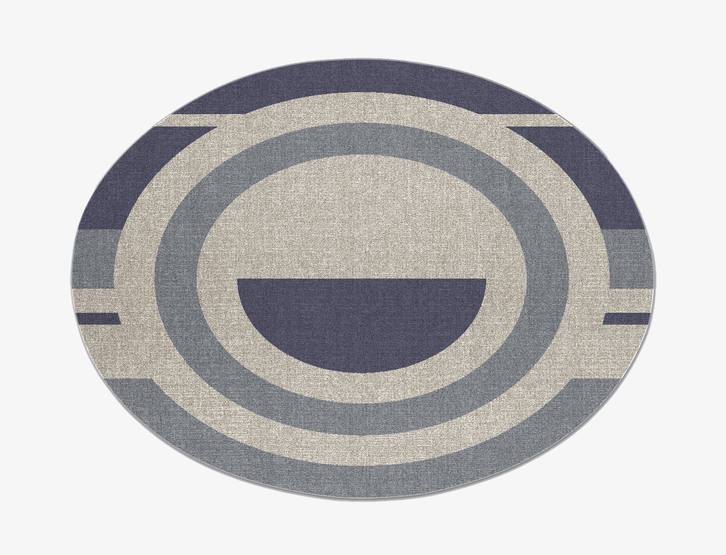 Grayscale Abstract Oval Outdoor Recycled Yarn Custom Rug by Rug Artisan