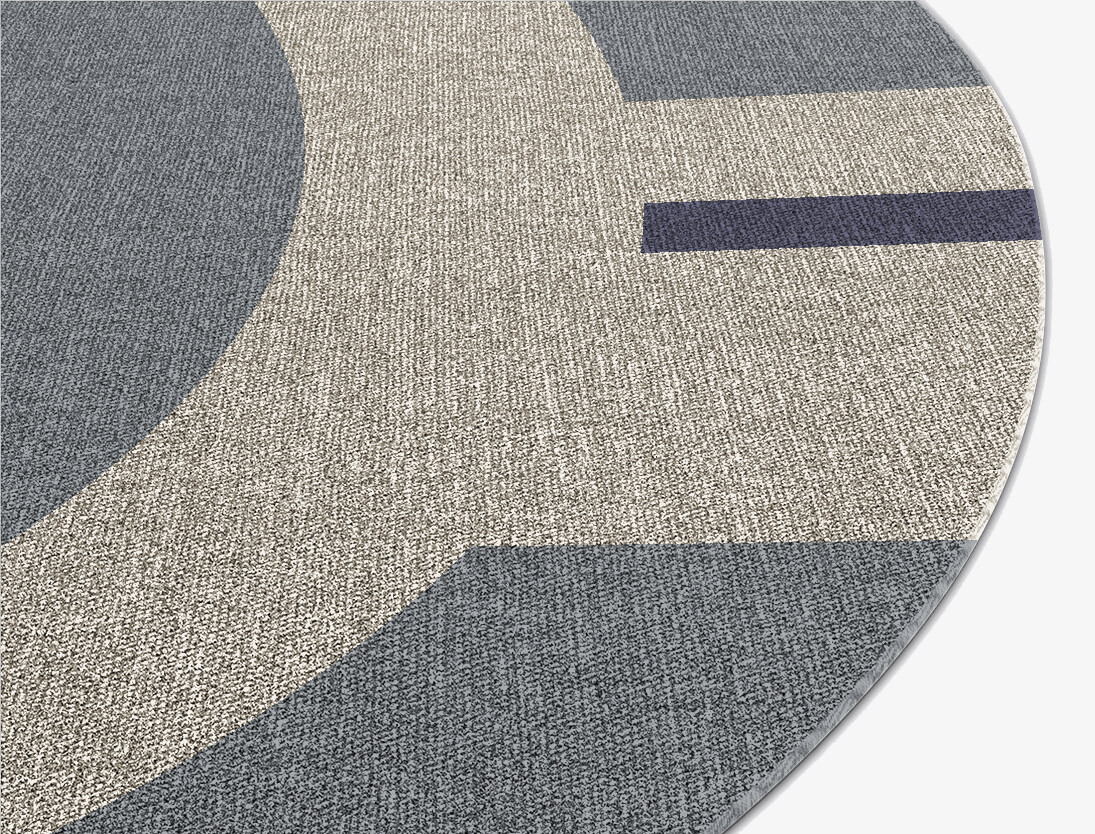 Grayscale Abstract Oval Outdoor Recycled Yarn Custom Rug by Rug Artisan
