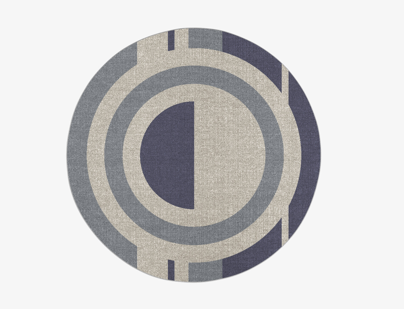 Grayscale Abstract Round Outdoor Recycled Yarn Custom Rug by Rug Artisan
