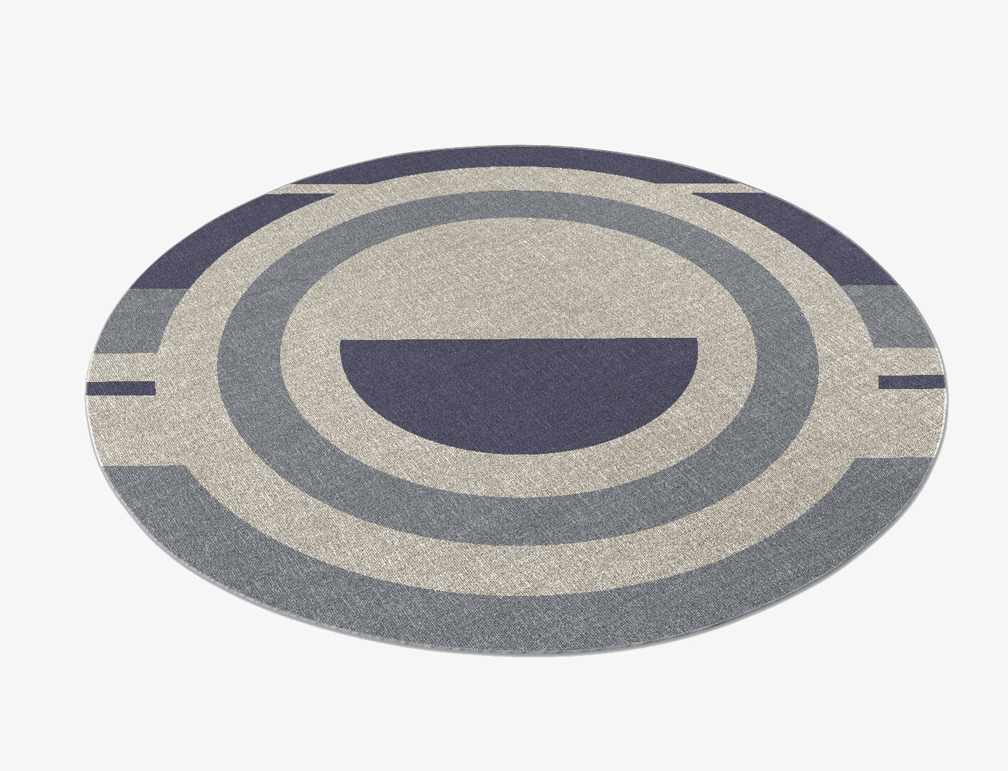 Grayscale Abstract Round Outdoor Recycled Yarn Custom Rug by Rug Artisan