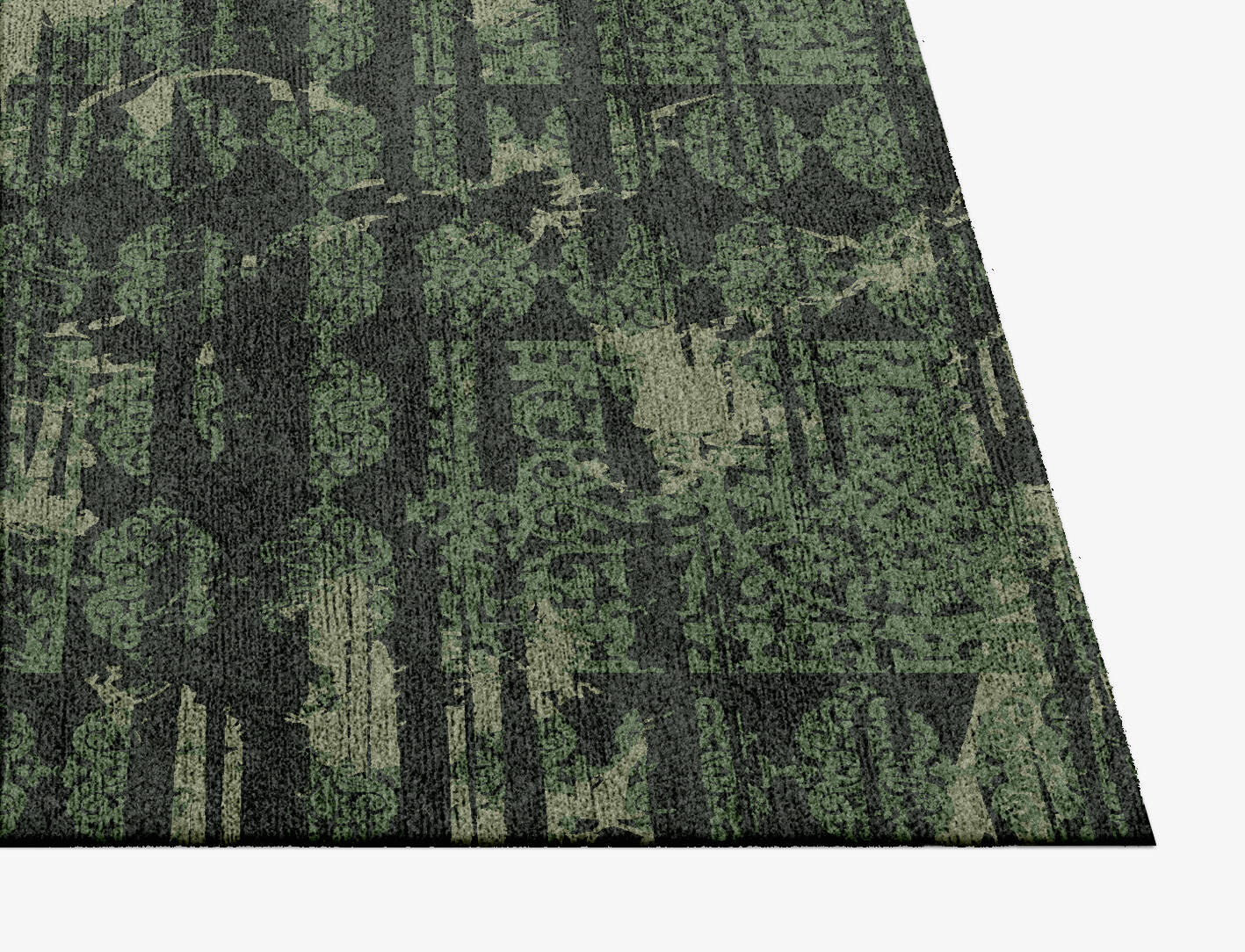 Green Mist Vintage Square Hand Knotted Bamboo Silk Custom Rug by Rug Artisan