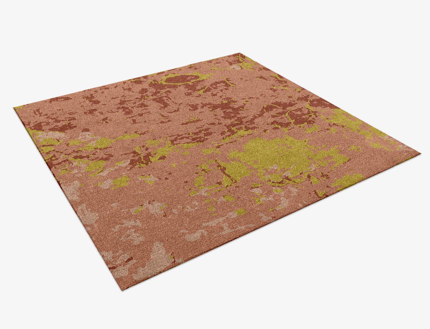 Green Oasis Surface Art Square Hand Knotted Tibetan Wool Custom Rug by Rug Artisan