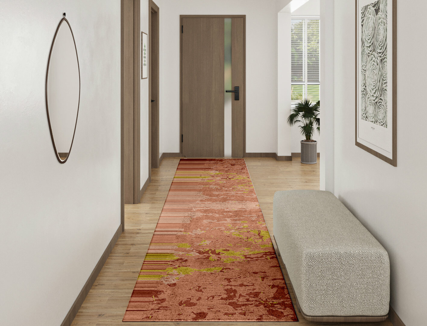 Green Oasis Surface Art Runner Hand Tufted Bamboo Silk Custom Rug by Rug Artisan