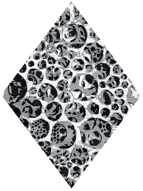 Grey Bubbles Monochrome Diamond Hand Knotted Bamboo Silk Custom Rug by Rug Artisan