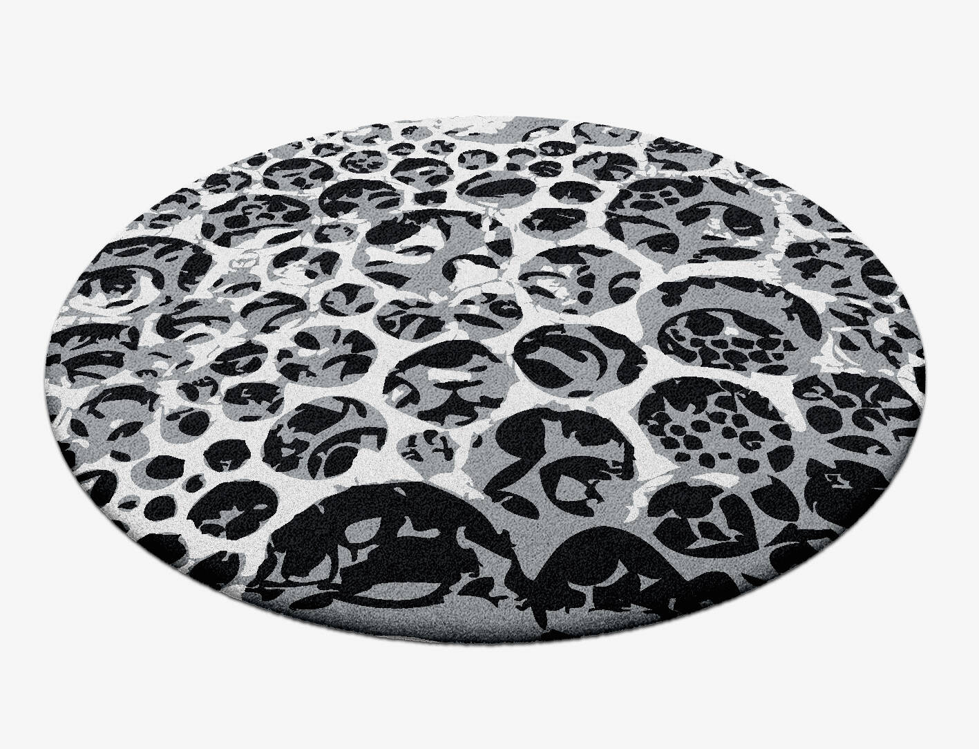 Grey Bubbles Monochrome Round Hand Tufted Pure Wool Custom Rug by Rug Artisan