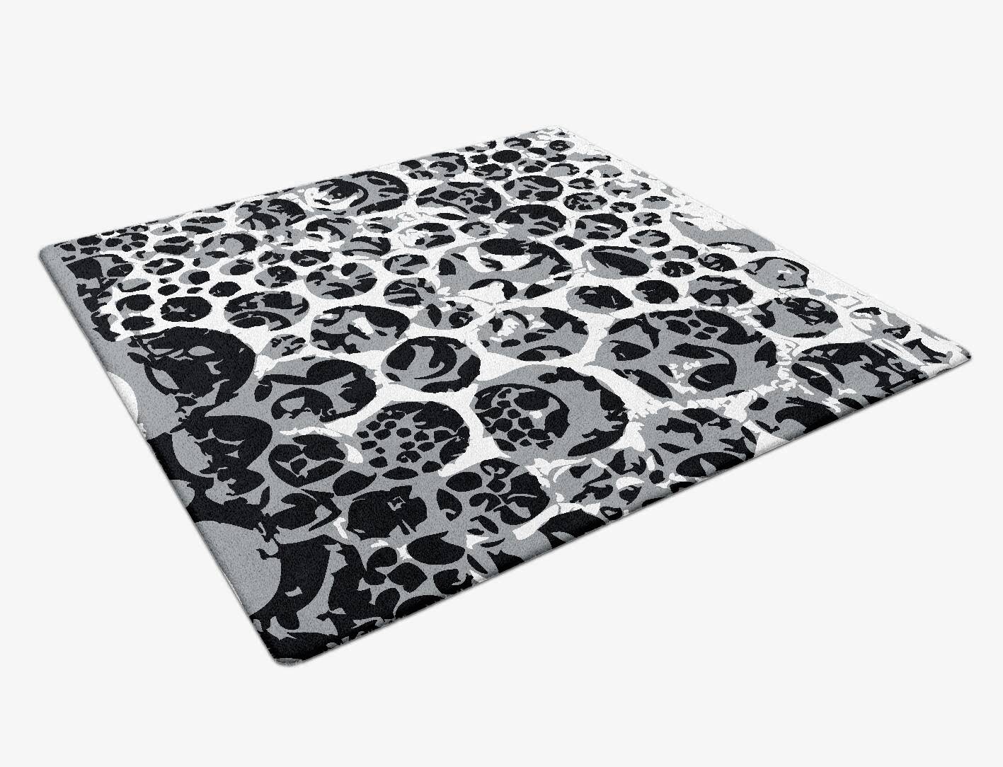 Grey Bubbles Monochrome Square Hand Tufted Pure Wool Custom Rug by Rug Artisan