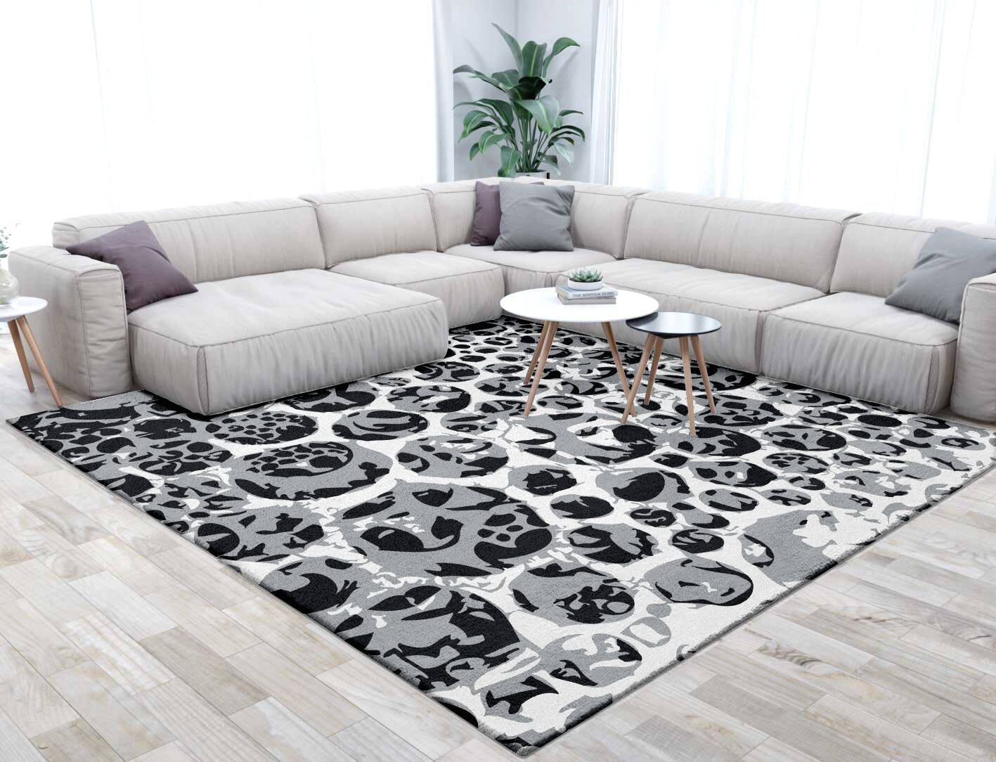 Grey Bubbles Monochrome Square Hand Tufted Pure Wool Custom Rug by Rug Artisan