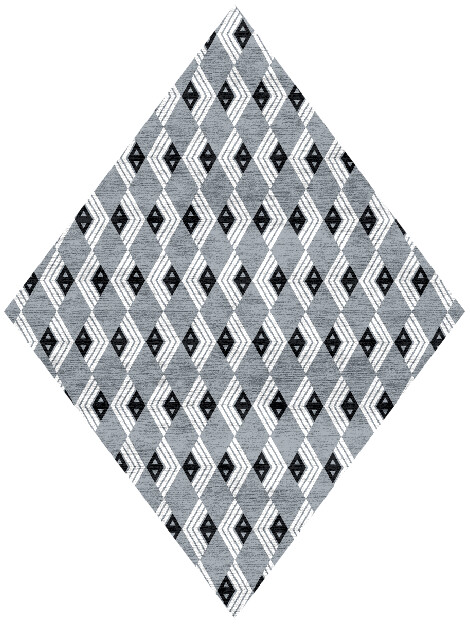 Grey Calculus Monochrome Diamond Hand Knotted Bamboo Silk Custom Rug by Rug Artisan