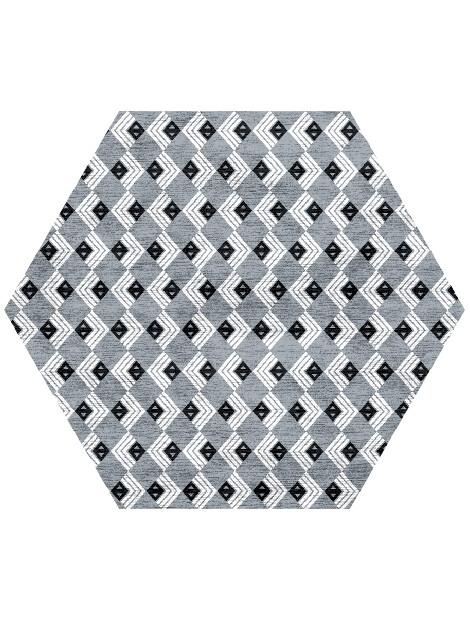 Grey Calculus Monochrome Hexagon Hand Knotted Bamboo Silk Custom Rug by Rug Artisan