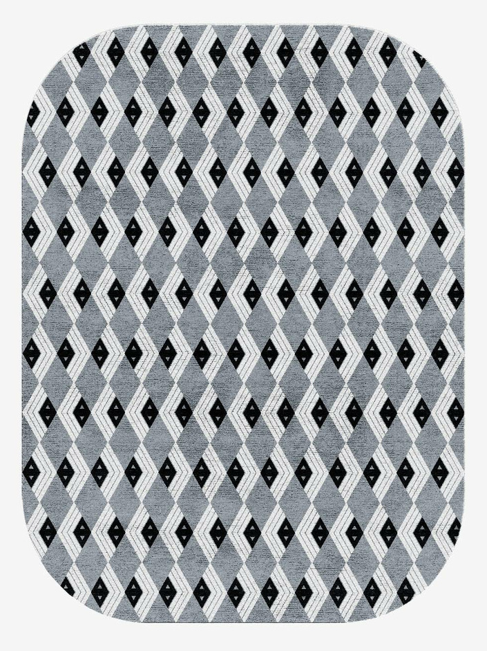 Grey Calculus Monochrome Oblong Hand Knotted Bamboo Silk Custom Rug by Rug Artisan