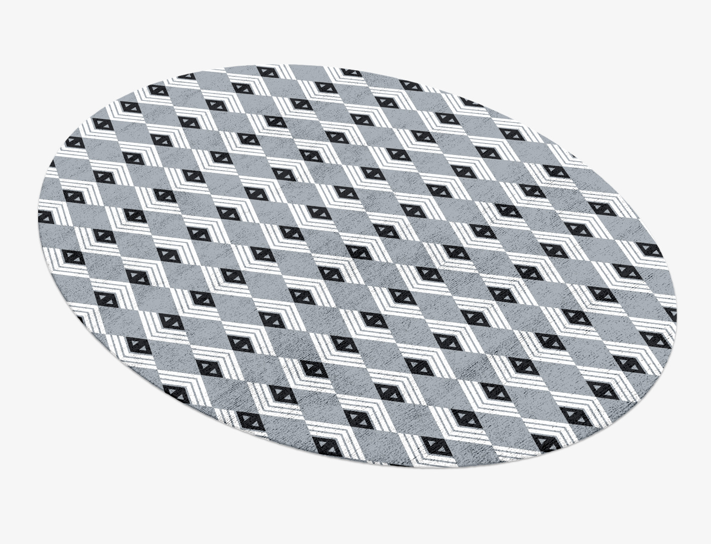 Grey Calculus Monochrome Oval Hand Knotted Bamboo Silk Custom Rug by Rug Artisan