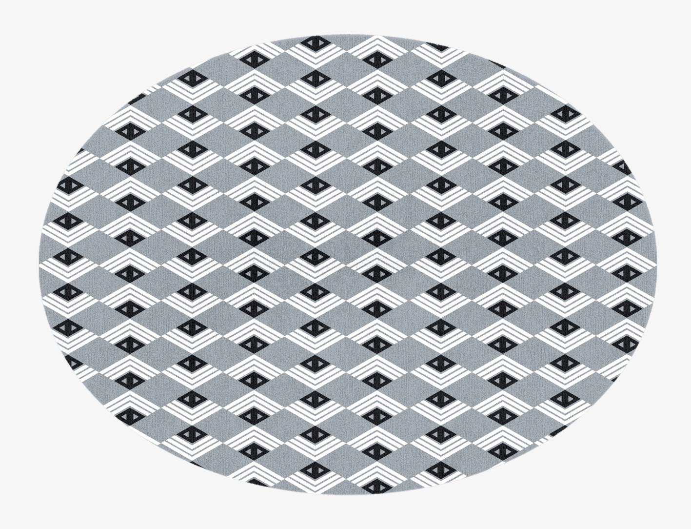 Grey Calculus Monochrome Oval Hand Knotted Tibetan Wool Custom Rug by Rug Artisan