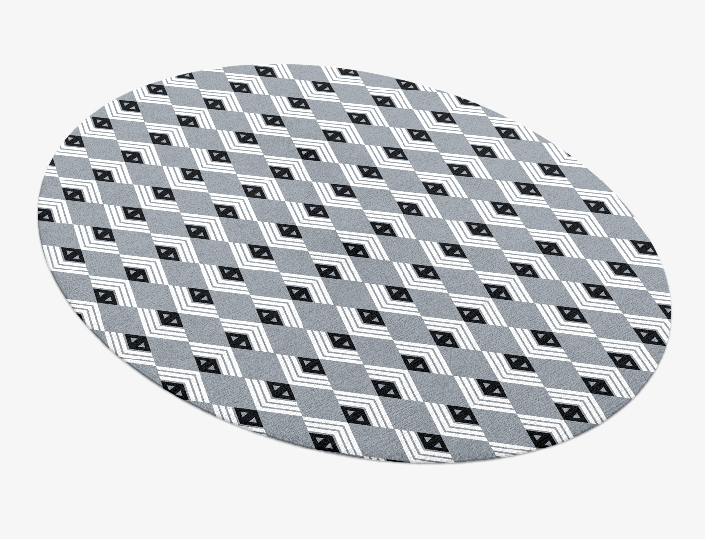 Grey Calculus Monochrome Oval Hand Knotted Tibetan Wool Custom Rug by Rug Artisan