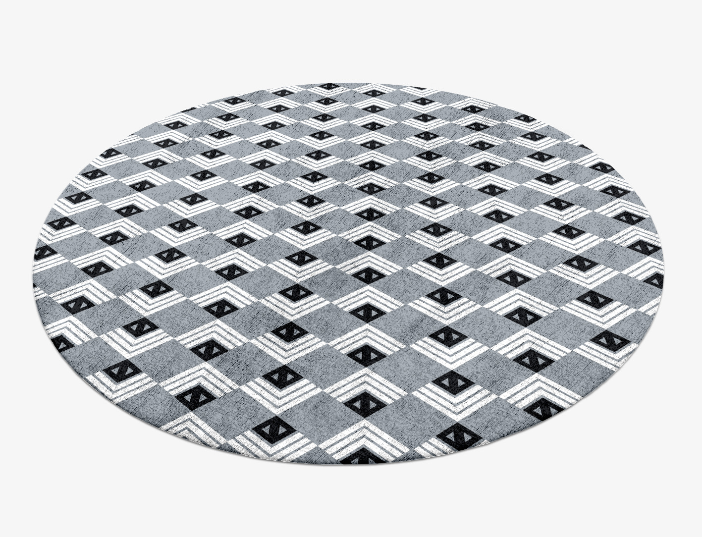 Grey Calculus Monochrome Round Hand Knotted Bamboo Silk Custom Rug by Rug Artisan