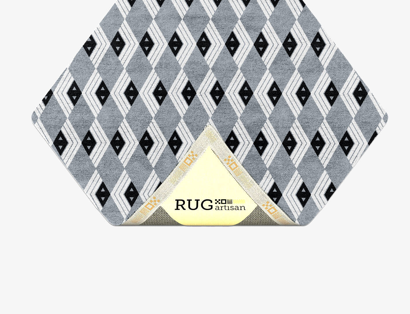 Grey Calculus Monochrome Diamond Hand Tufted Bamboo Silk Custom Rug by Rug Artisan