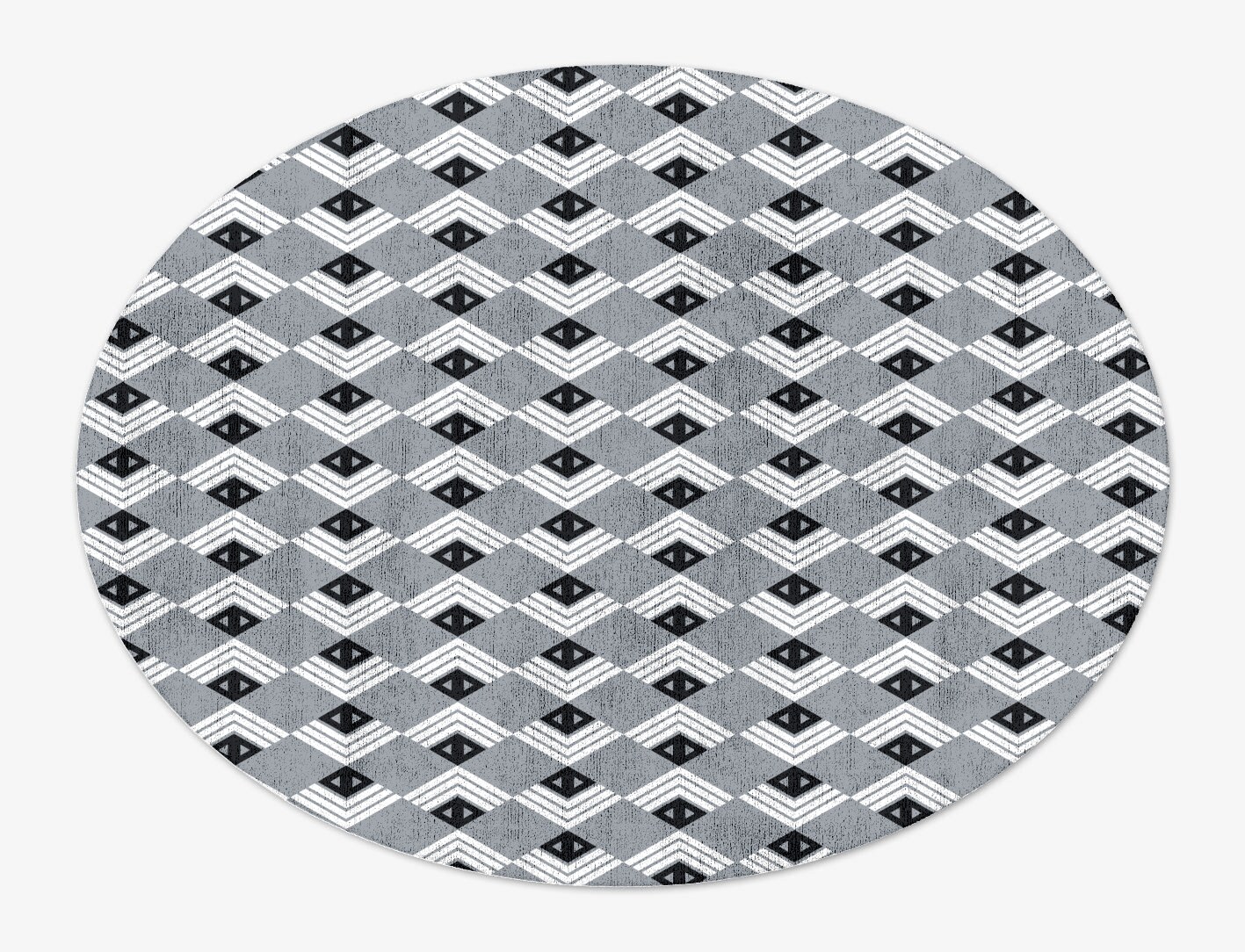 Grey Calculus Monochrome Oval Hand Tufted Bamboo Silk Custom Rug by Rug Artisan