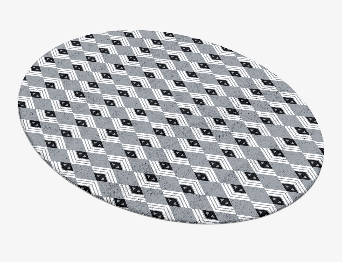Grey Calculus Monochrome Oval Hand Tufted Bamboo Silk Custom Rug by Rug Artisan
