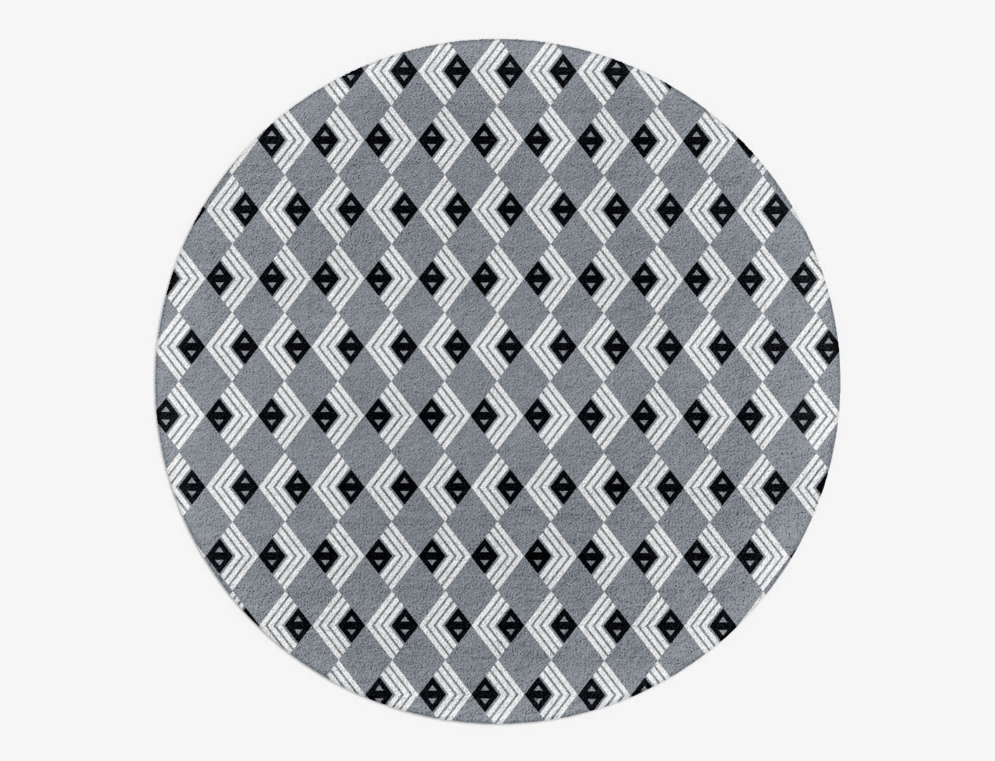Grey Calculus Monochrome Round Hand Tufted Pure Wool Custom Rug by Rug Artisan