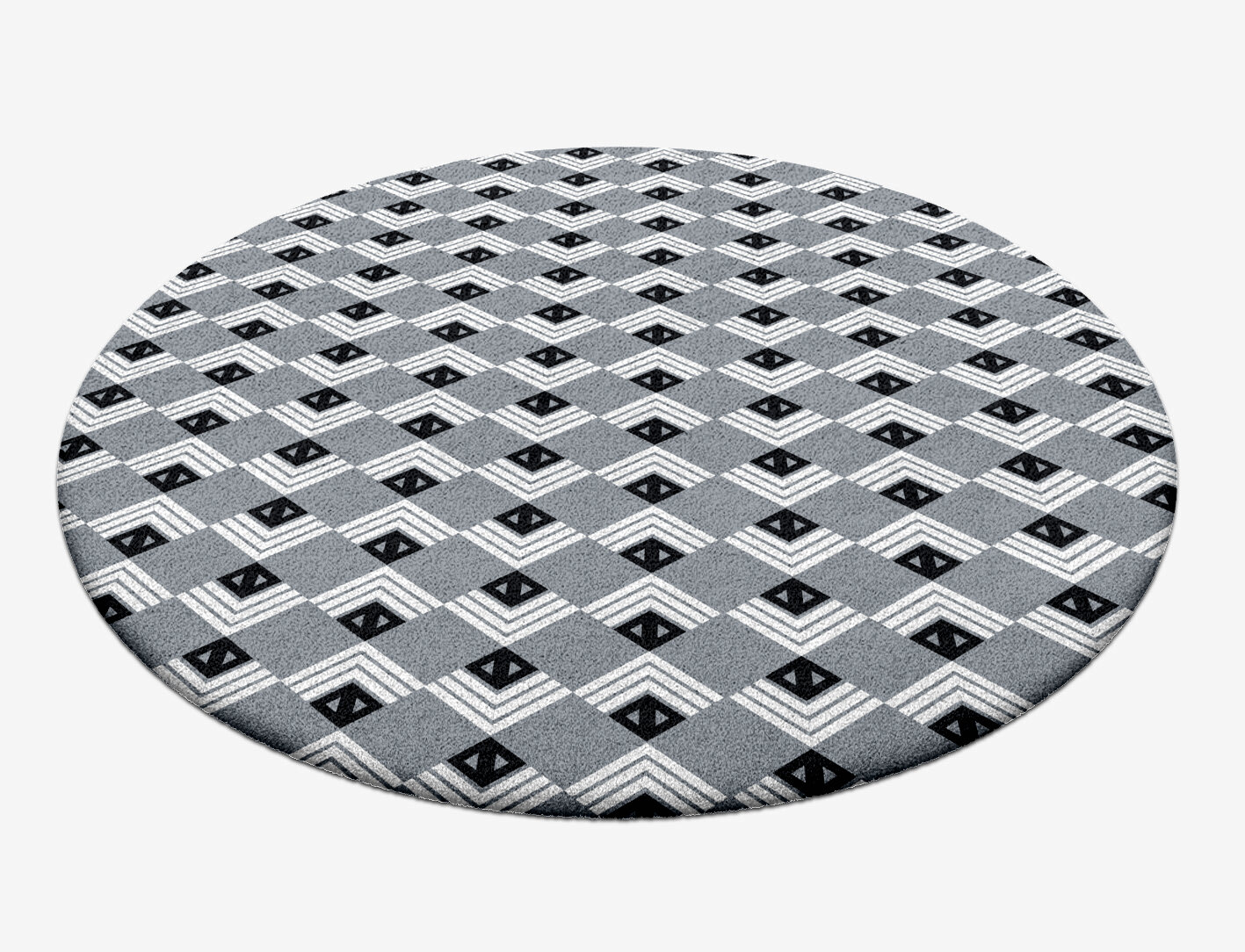 Grey Calculus Monochrome Round Hand Tufted Pure Wool Custom Rug by Rug Artisan