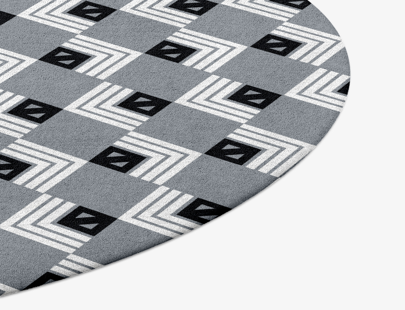 Grey Calculus Monochrome Round Hand Tufted Pure Wool Custom Rug by Rug Artisan
