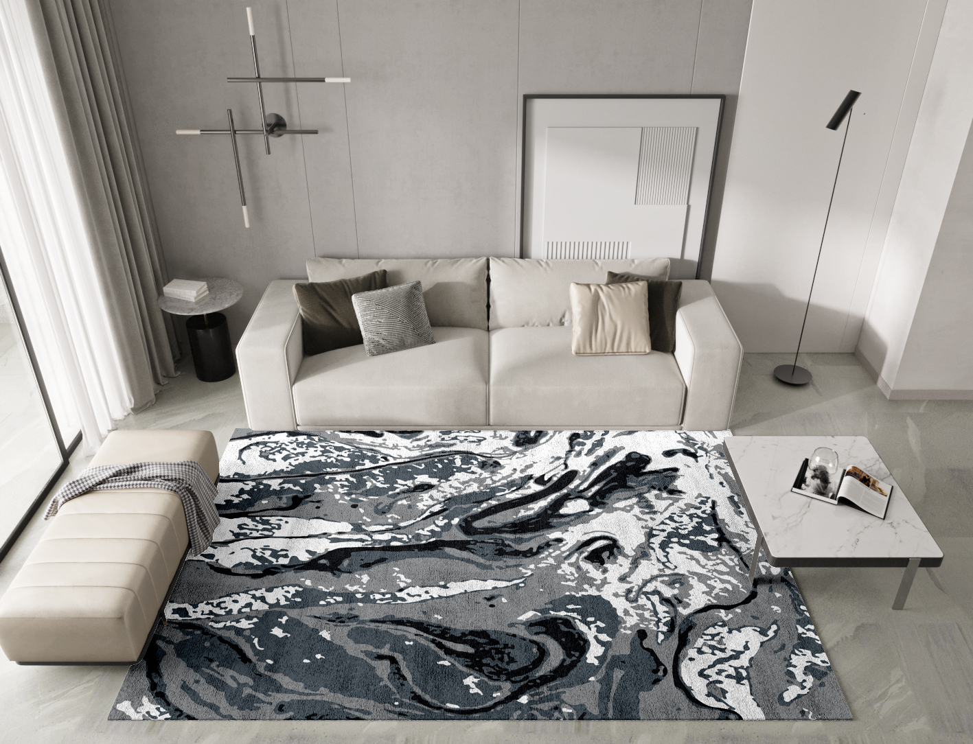 Grey Clay Monochrome Rectangle Hand Tufted Bamboo Silk Custom Rug by Rug Artisan