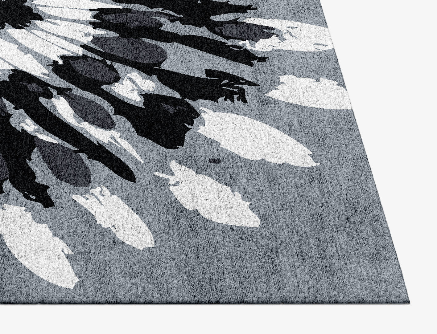 Grey Feather Monochrome Rectangle Hand Knotted Bamboo Silk Custom Rug by Rug Artisan