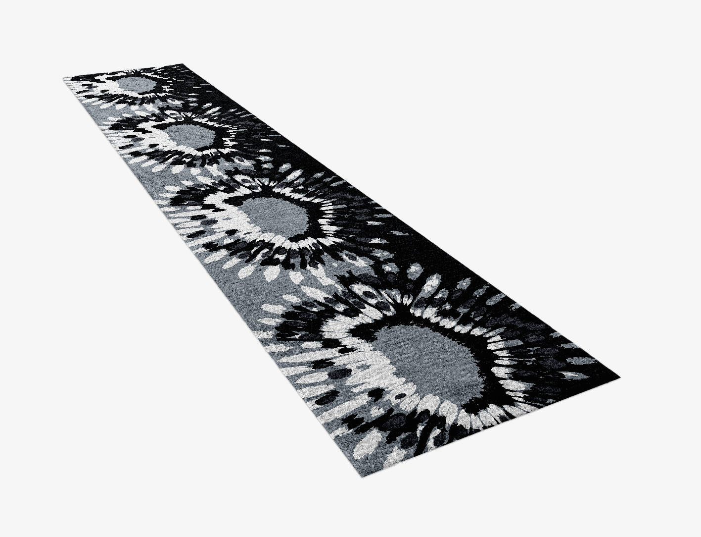 Grey Feather Monochrome Runner Hand Knotted Bamboo Silk Custom Rug by Rug Artisan