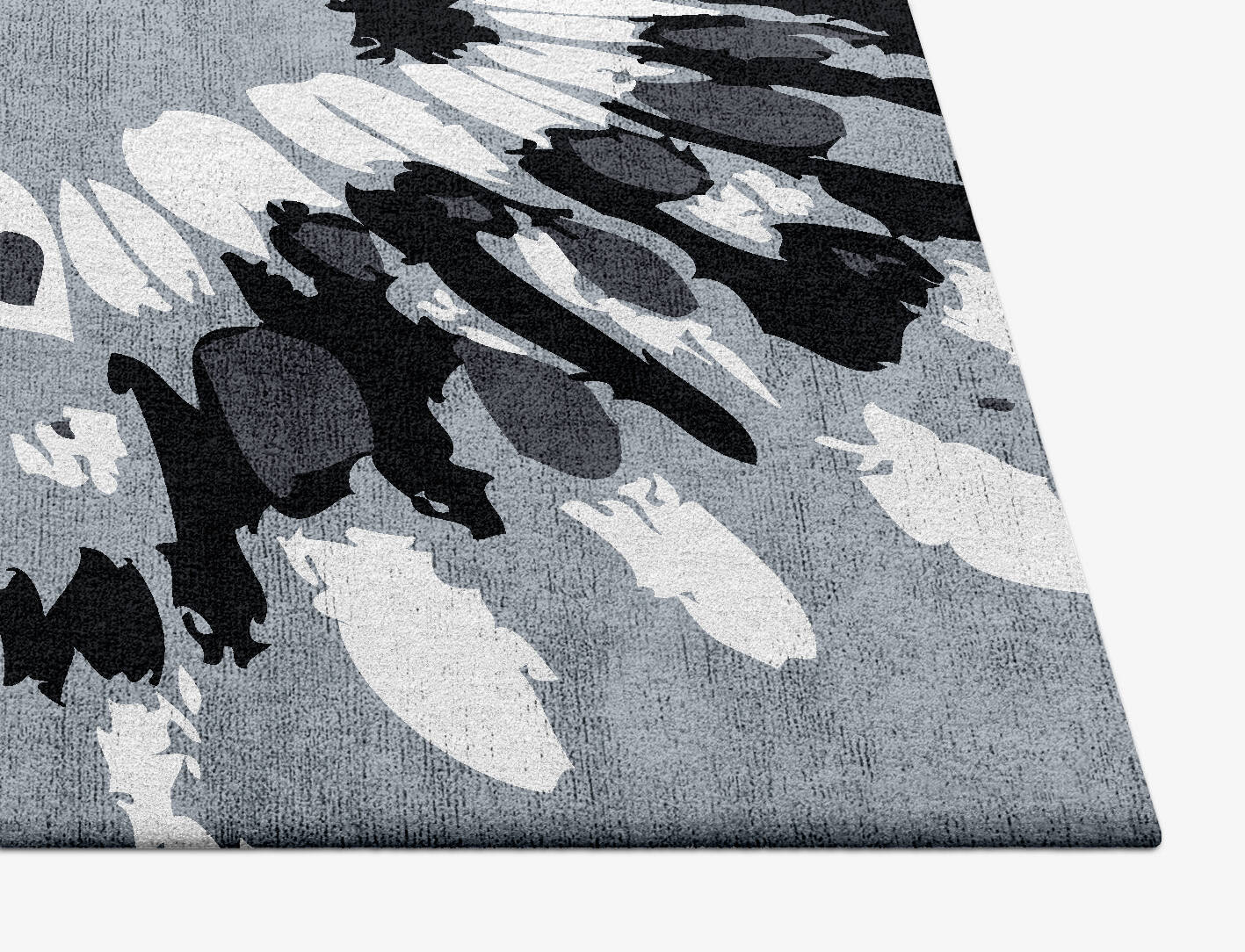 Grey Feather Monochrome Square Hand Tufted Bamboo Silk Custom Rug by Rug Artisan