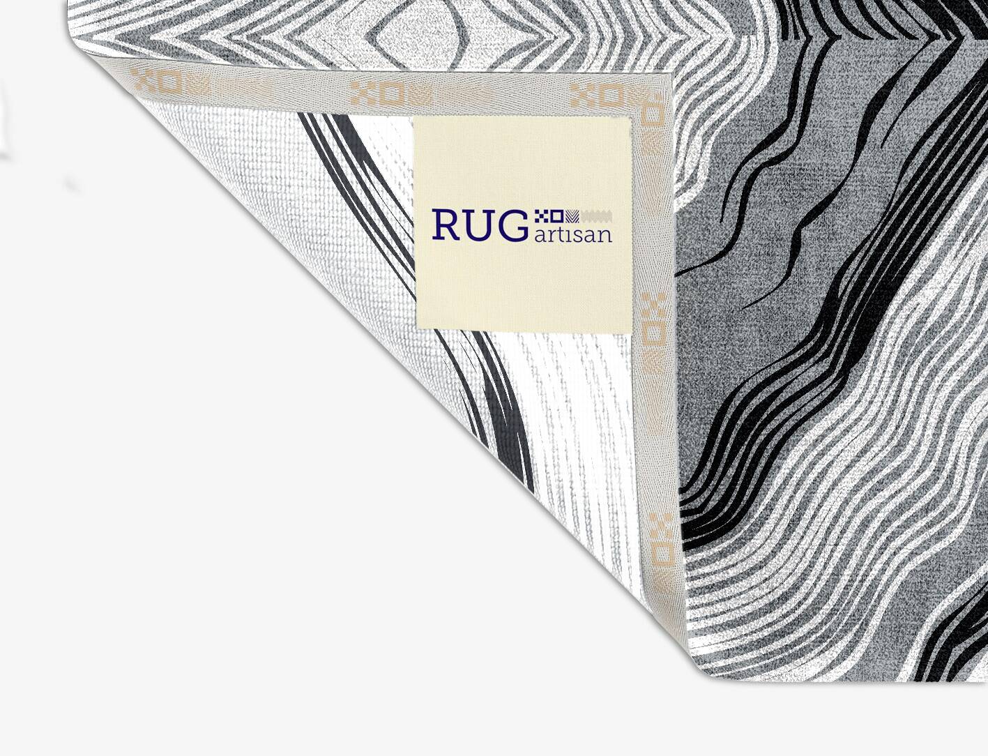 Grey Grades Monochrome Square Hand Knotted Bamboo Silk Custom Rug by Rug Artisan