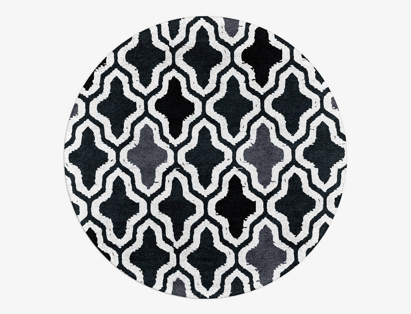 Grey Mosaic Monochrome Round Hand Tufted Bamboo Silk Custom Rug by Rug Artisan
