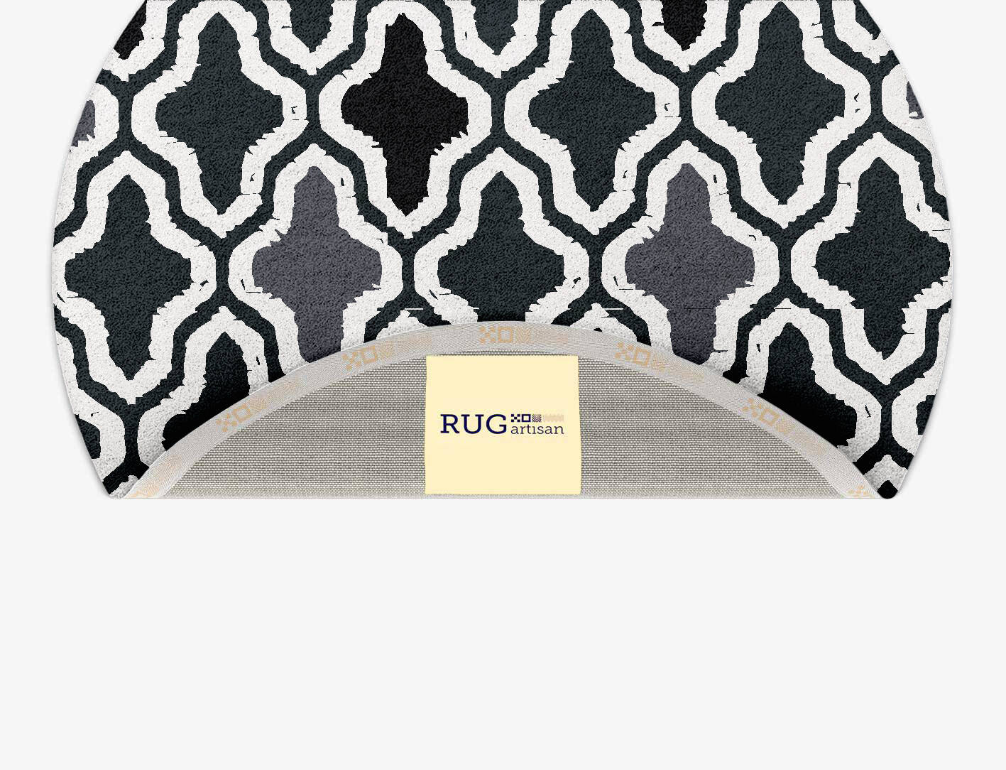 Grey Mosaic Monochrome Round Hand Tufted Pure Wool Custom Rug by Rug Artisan