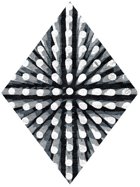 Grey Nucleus Monochrome Diamond Hand Knotted Bamboo Silk Custom Rug by Rug Artisan