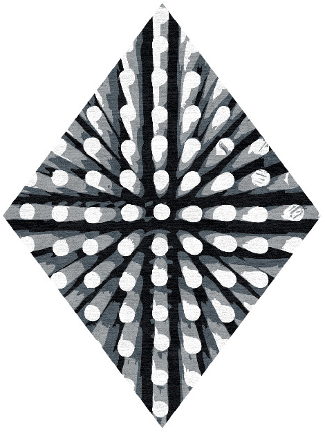 Grey Nucleus Monochrome Diamond Hand Knotted Tibetan Wool Custom Rug by Rug Artisan