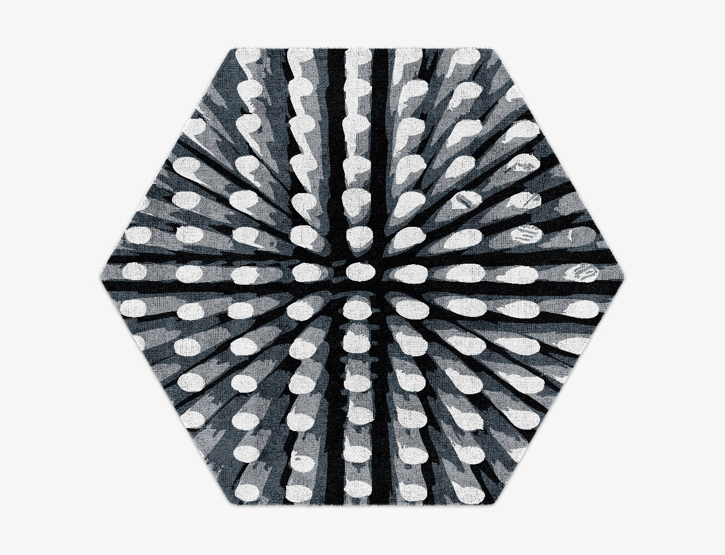 Grey Nucleus Monochrome Hexagon Hand Knotted Bamboo Silk Custom Rug by Rug Artisan