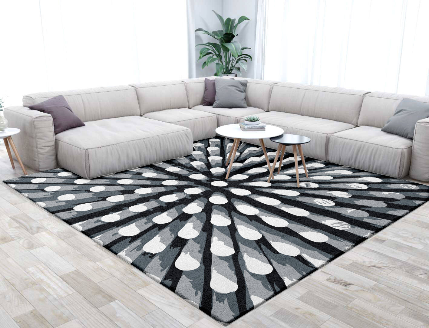 Grey Nucleus Monochrome Square Hand Tufted Pure Wool Custom Rug by Rug Artisan