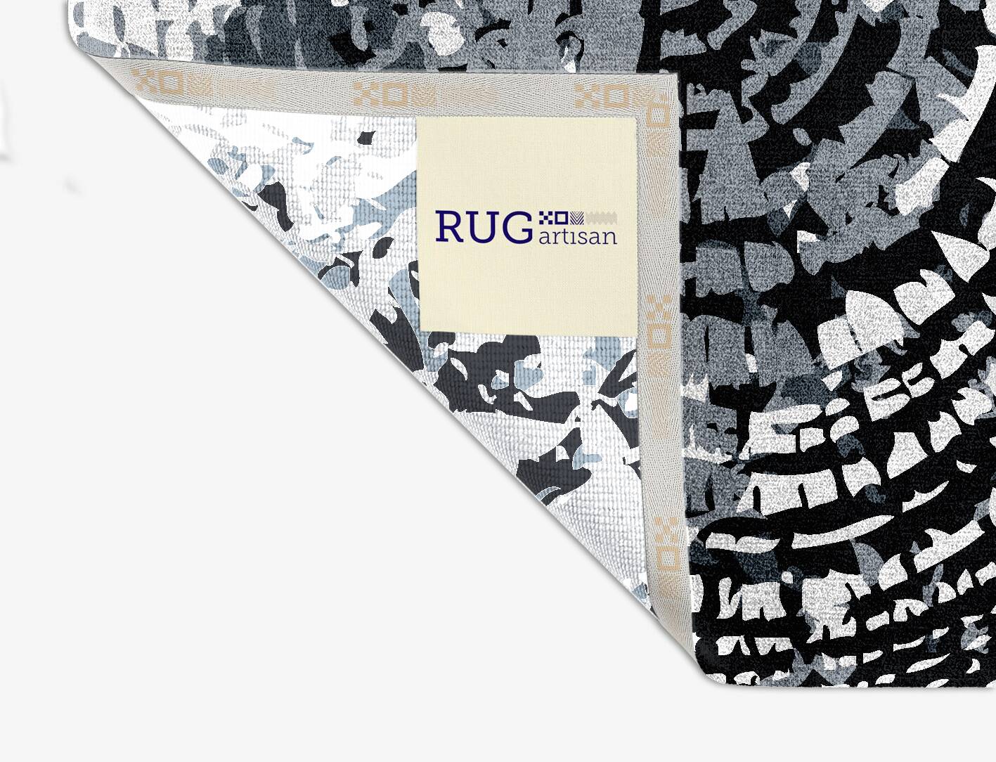 Grey Rings Monochrome Square Hand Knotted Bamboo Silk Custom Rug by Rug Artisan
